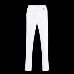 Pantalon DOLCE & GABBANA costume coton blanc 4 poches logo DG argent