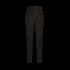 Pantalon DOLCE & GABBANA taille haute en sergé noir rayures blanches