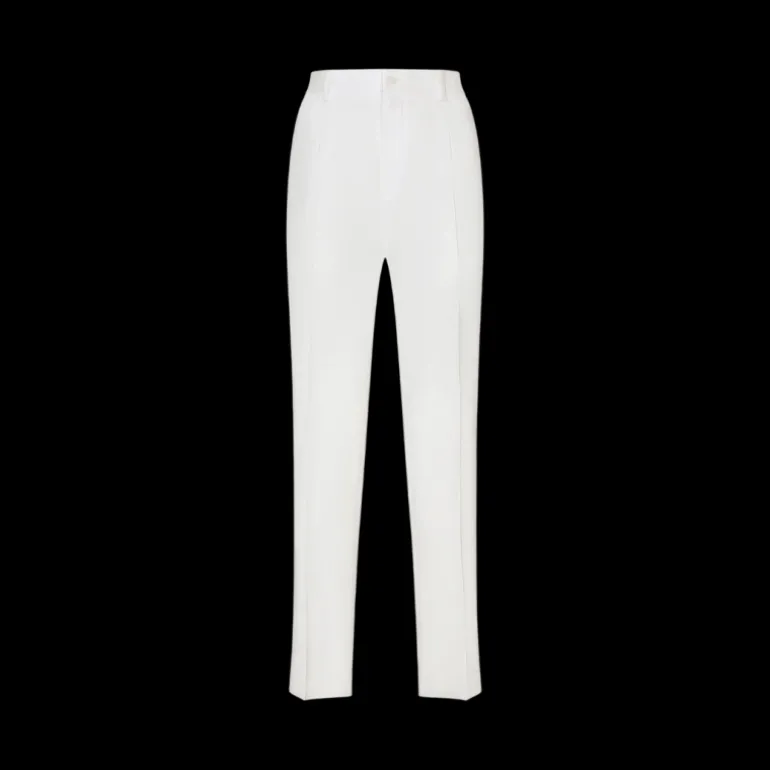 Pantalon DOLCE & GABBANA coton stretch blanc étiquette plaque logo