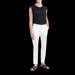 Pantalon DOLCE & GABBANA costume coton blanc 4 poches logo DG argent