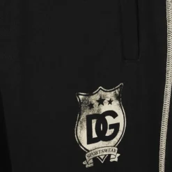 Pantalon DOLCE & GABBANA jogging noir logo DG blason beige