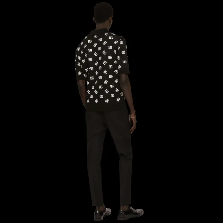 Pantalon DOLCE & GABBANA coton stretch taille élastiquée broderie DG