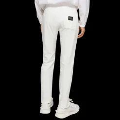 Pantalon DOLCE & GABBANA coton stretch blanc étiquette plaque logo
