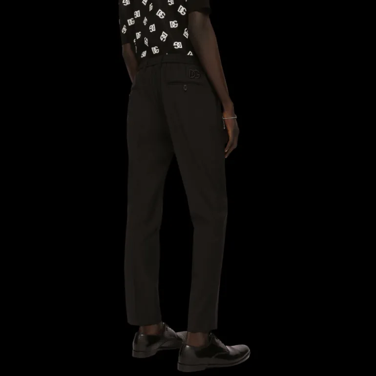 Pantalon DOLCE & GABBANA coton stretch taille élastiquée broderie DG