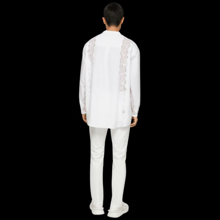 Pantalon DOLCE & GABBANA coton stretch blanc étiquette plaque logo