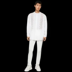 Pantalon DOLCE & GABBANA coton stretch blanc étiquette plaque logo