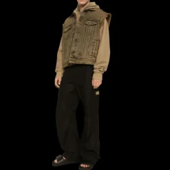 Pantalon DOLCE & GABBANA Cargo coton noir plaque métal doré