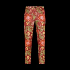 Pantalon Dolce Gabbana En Jacquard Lurex Rouge Motif Fleurs
