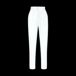 Pantalon droit DOLCE & GABBANA taille haute coton blanc