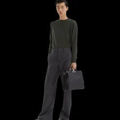 Pantalon droit FENDI cachemire flanelle gris anthracite