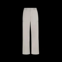 Pantalon droit FENDI cargo coton mélangé gris logo FF métal