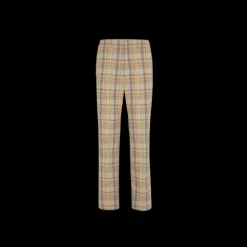 Pantalon droit FENDI coton carreaux Madrass beige bleu gris