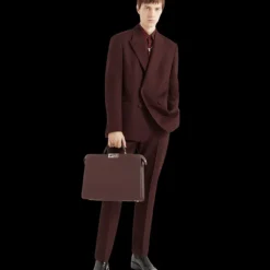 Pantalon droit FENDI laine bordeaux taille élastique