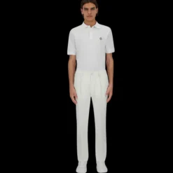 Pantalon HERNO twill coton stretch blanc taille elastique