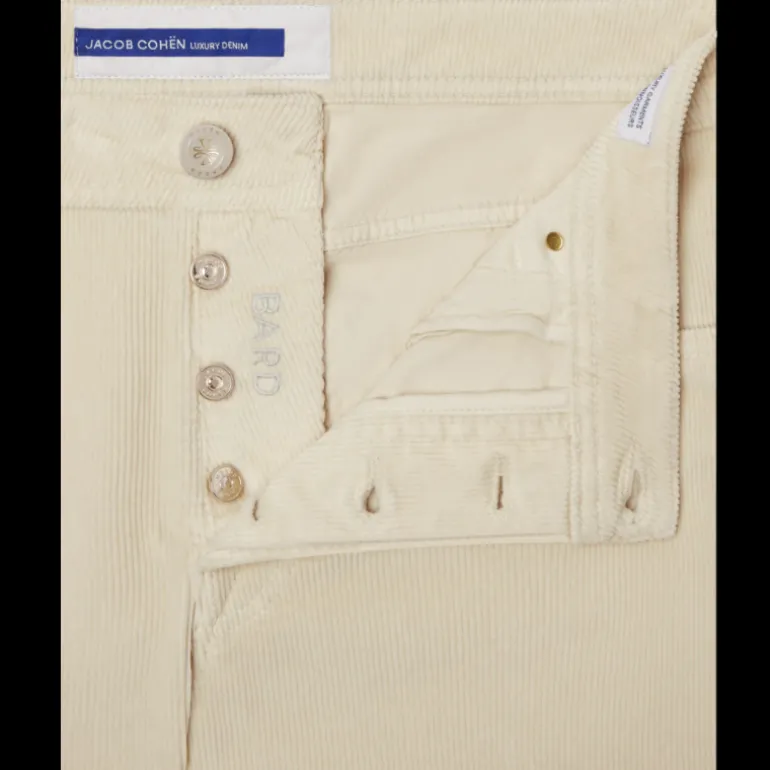 Pantalon JACOB COHEN Bard slim coton modal velours côtelé écru