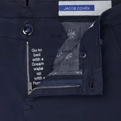 Pantalon JACOB COHEN Chino Slim Bobby gabardine coton bleu marine