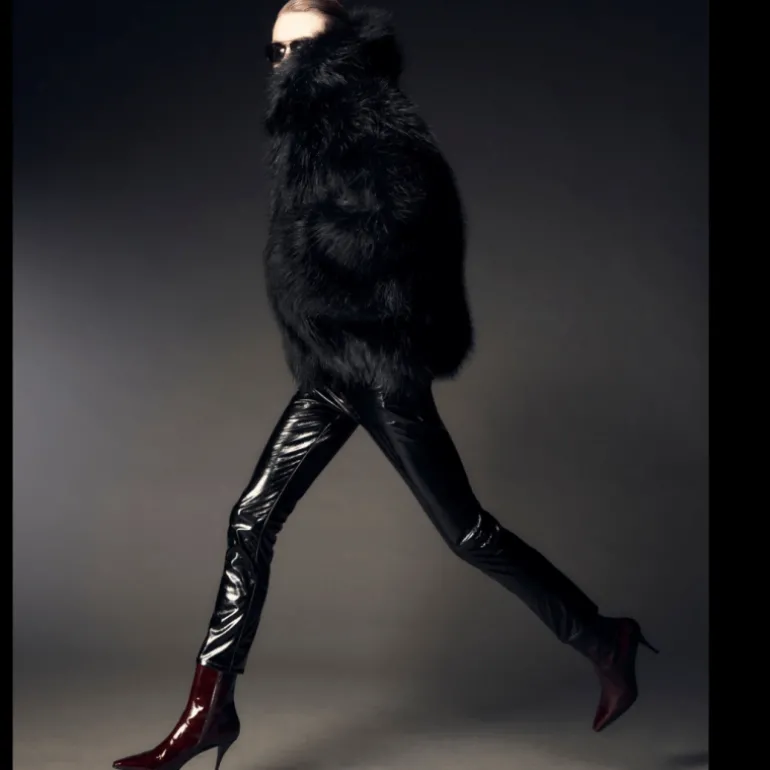 Pantalon Jean SAITN LAURENT skinny noir effet laqué