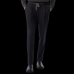 Pantalon jogging CORNELIANI jersey laine bleu marine cordon taille