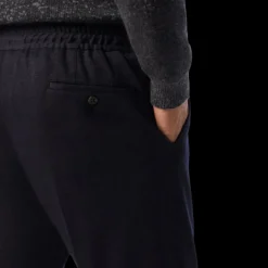 Pantalon jogging CORNELIANI jersey laine bleu marine cordon taille