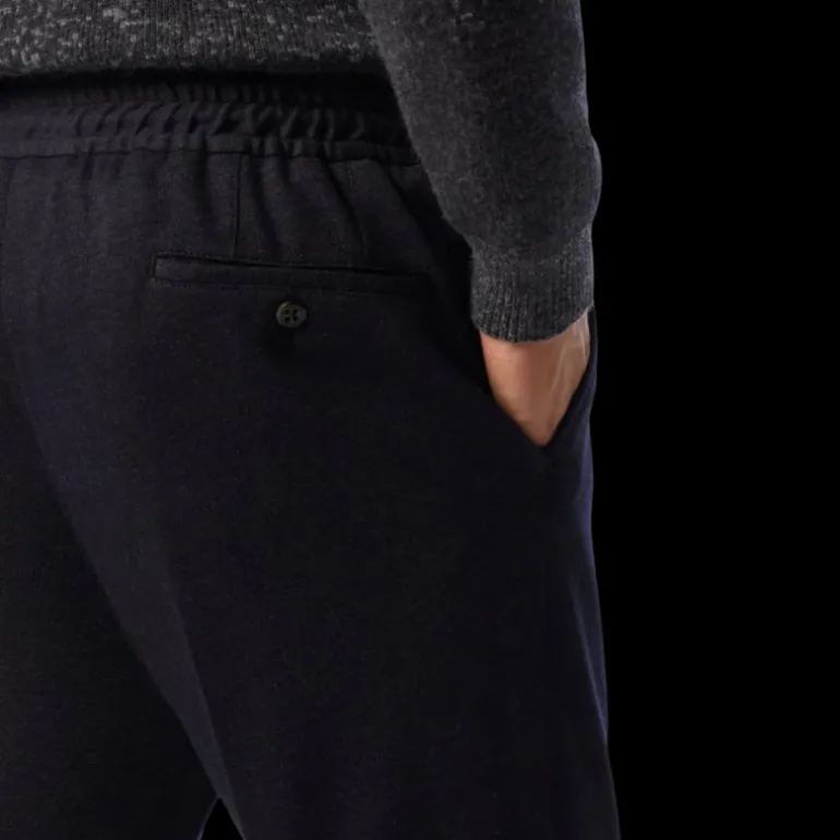 Pantalon jogging CORNELIANI jersey laine bleu marine cordon taille