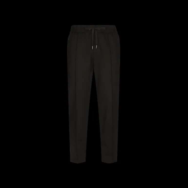 Pantalon jogging DOLCE & GABBANA jersey noir chevrons cordon