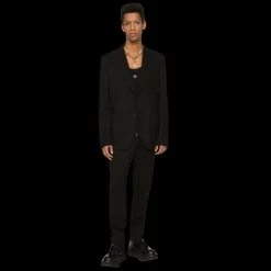 Pantalon jogging DOLCE & GABBANA jersey noir chevrons cordon