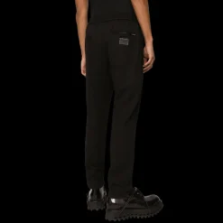 Pantalon jogging DOLCE & GABBANA jersey noir chevrons cordon