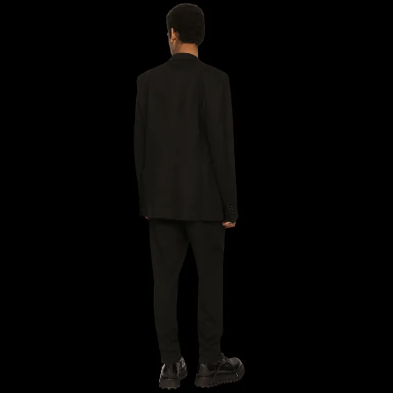 Pantalon jogging DOLCE & GABBANA jersey noir chevrons cordon