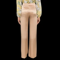Pantalon large ALBERTA FERRETTI soie satin fluide beige rosé