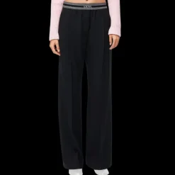 Pantalon large LOEWE taille élastique jacquard logo laine noir
