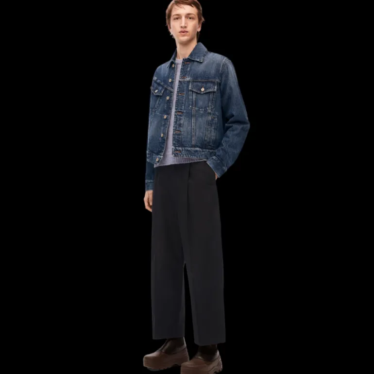 Pantalon LOEWE entrejambe bas gabardine coton noir