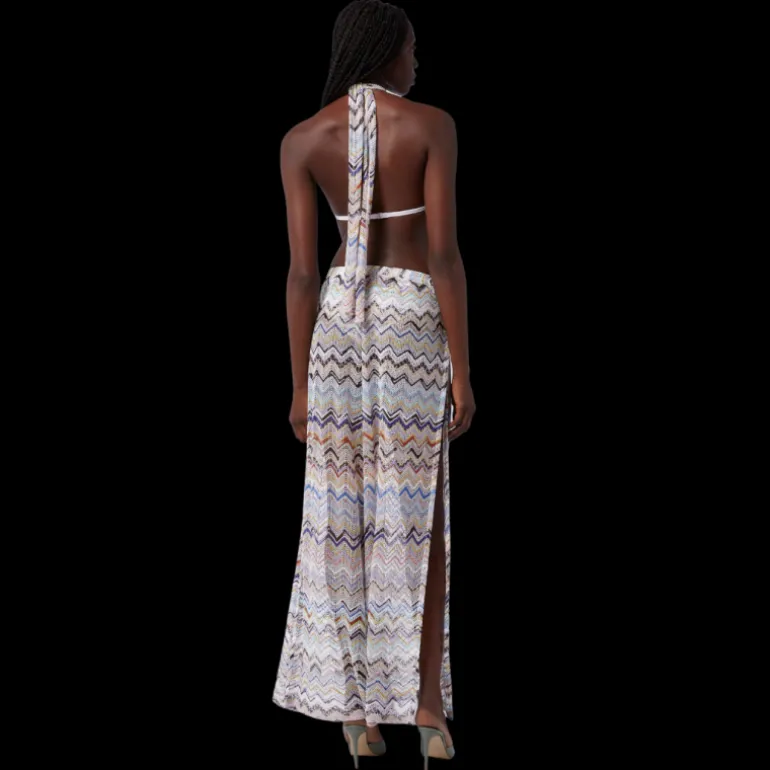 Pantalon MISSONI maille viscose filet zig zag lurex multicolore