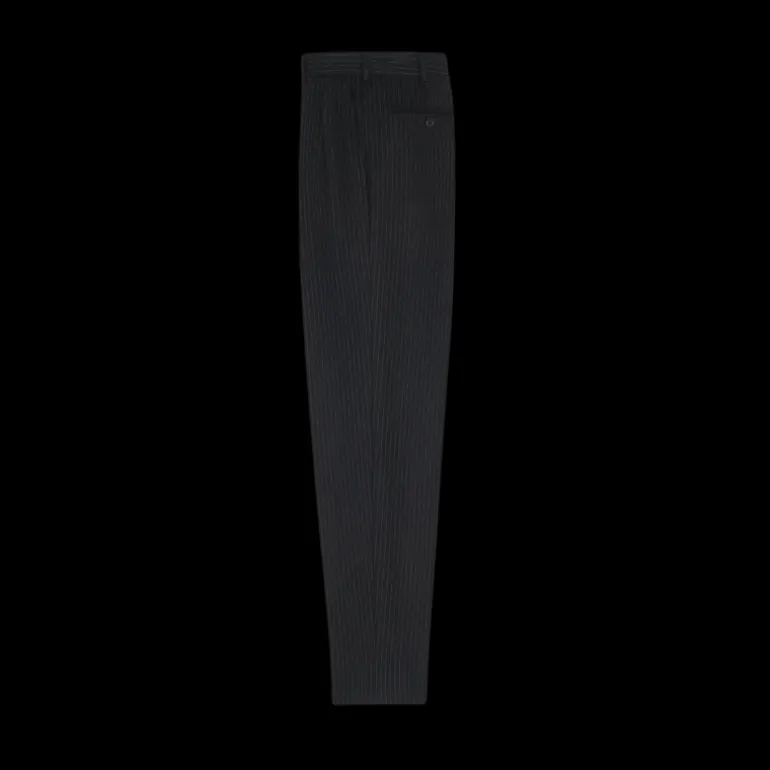 Pantalon SAINT LAURENT Carotte laine noire fines rayures craie