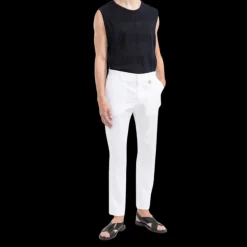 pantalon slim DOLCE & GABBANA costume quatre poches coton stretch blanc logo DG argent