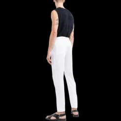 pantalon slim DOLCE & GABBANA costume quatre poches coton stretch blanc logo DG argent