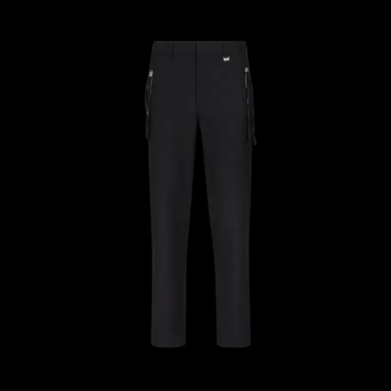 Pantalon slim FENDI coton noir poche zippée