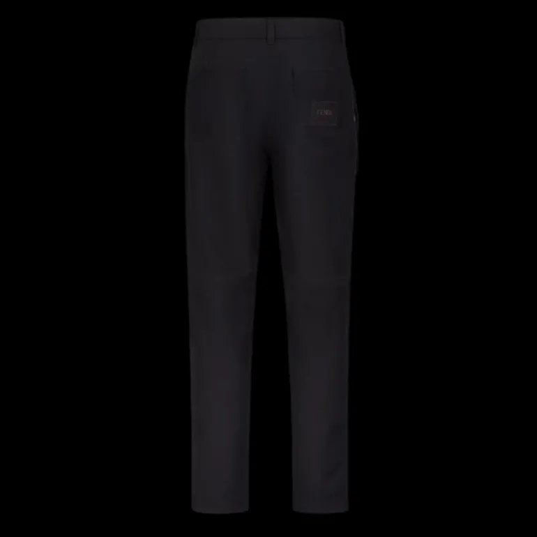 Pantalon slim FENDI coton noir poche zippée