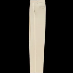 Pantalon smoking SAINT LAURENT carotte taille haute beige bande satin
