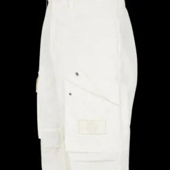 Pantalon STONE ISLAND GHOST PIECE cargo toile coton blanc