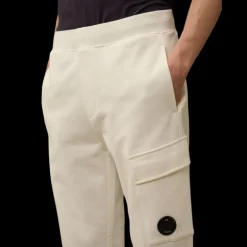 Pantalon survêtement cargo CP COMPANY coton gaze diagonal blanc