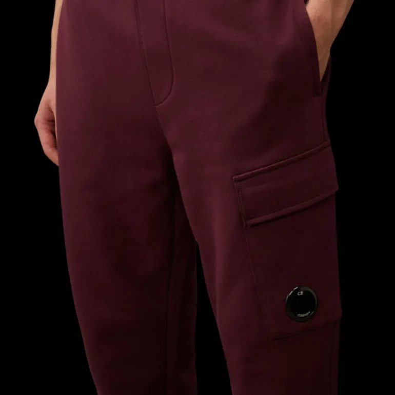 Pantalon survêtement cargo CP COMPANY coton relief diagonal bordeaux