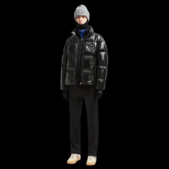 Pantalon survêtement MONCLER x PALM ANGELS nylon noir bande logo palmier velours