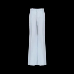 Pantalon tailleur CHLOE évasé crêpe de laine bleu ciel