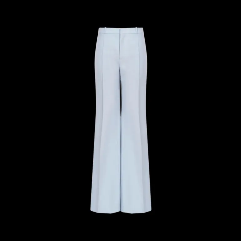 Pantalon tailleur CHLOE évasé crêpe de laine bleu ciel