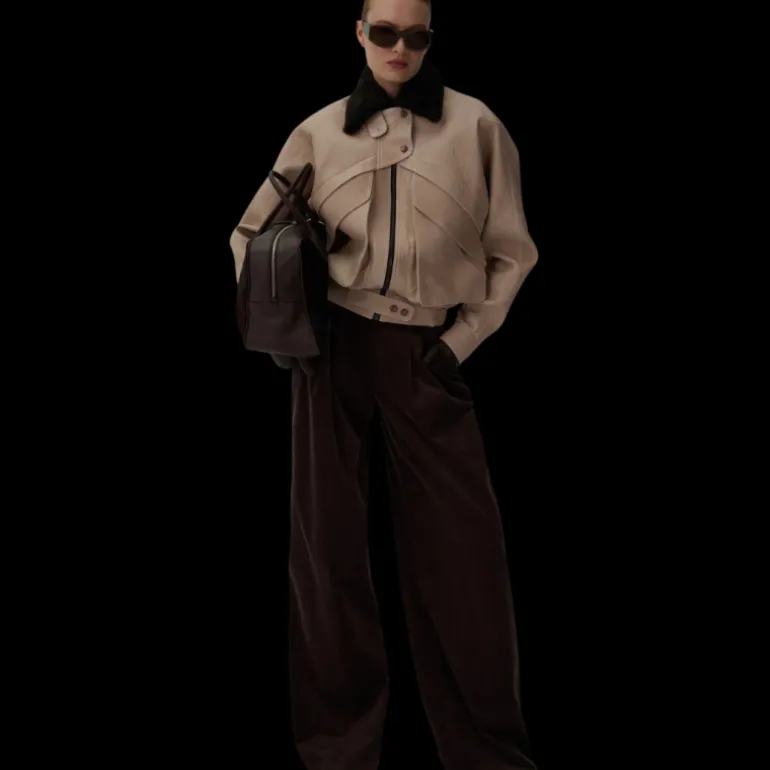 Pantalon tailleur MAGDA BUTRYM ample velours côtelé marron