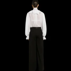 Pantalon évasé DOLCE & GABBANA Black Sicily gabardine laine vierge noir