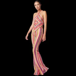 Pantalon évasé MISSONI crochet rayé rouge