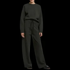 Pantalon YVES SALOMON ample maille laine kaki taille élastique lien