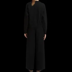 Pantalon YVES SALOMON ample maille laine noir taille élastique lien