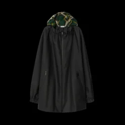 Parka à capuche BURBERRY noir à carreaux check vert
